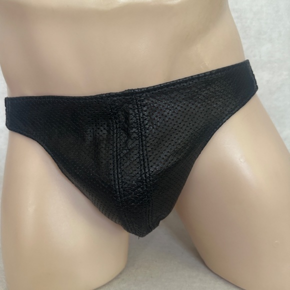 Kookie Perforated Leather Jock Medium / Large Approx 34-42" waist Leather front - Picture 3 of 4